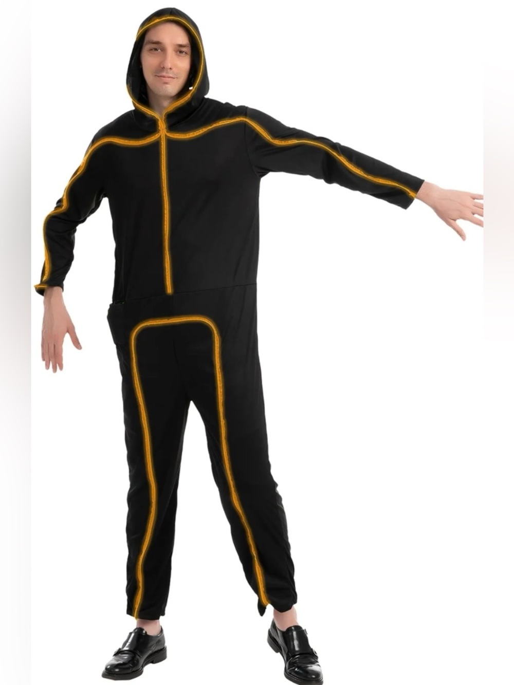 Adult Black and Yellow Luminous Zip-Up Costume Hoodie